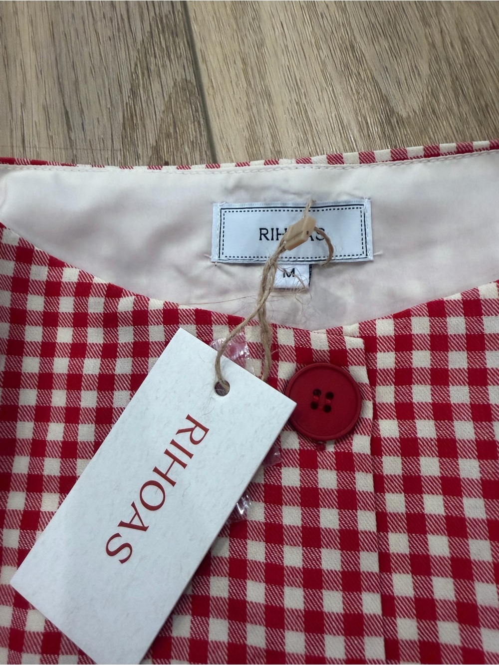 RIHOAS Red Gingham Button-Front Dress - Picture 4 of 5